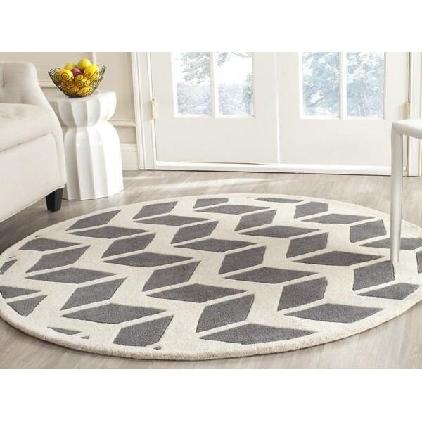 Safavieh Chatham Hand Tufted Square Rug- Dark Grey - Ivory- 3 x 3 ft. - CHT746D-3SQ