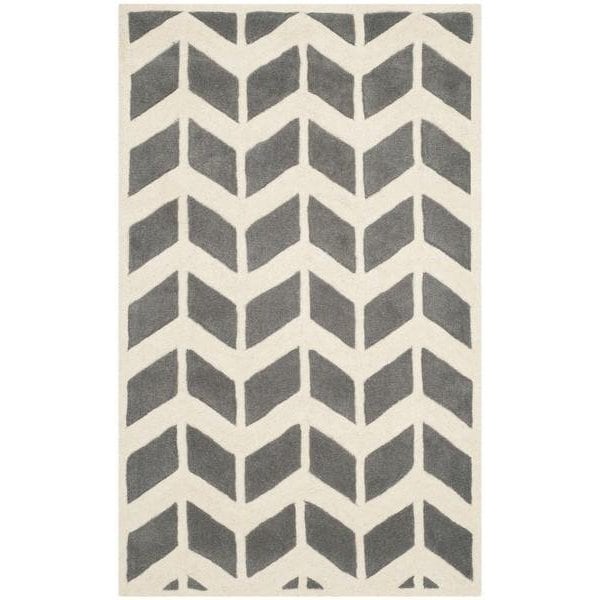 Safavieh Chatham Hand Tufted Square Rug- Dark Grey - Ivory- 3 x 3 ft. - CHT746D-3SQ