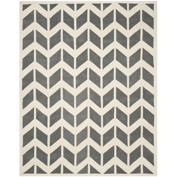 Safavieh Chatham Hand Tufted Square Rug- Dark Grey - Ivory- 3 x 3 ft. - CHT746D-3SQ