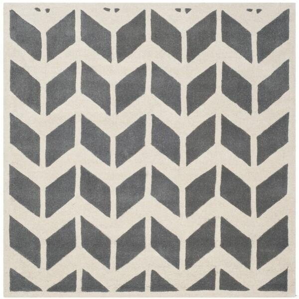 Safavieh Chatham Hand Tufted Square Rug- Dark Grey - Ivory- 3 x 3 ft. - CHT746D-3SQ