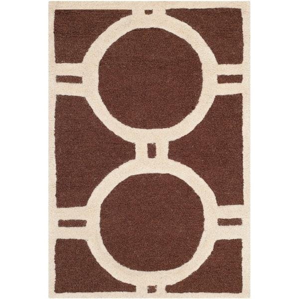 Safavieh 2 x 3 ft. Cambridge Hand Tufted Rug, Accent - Dark Brown and Ivory - CAM145H-2
