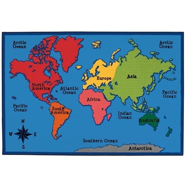 Carpets For Kids Carpets for Kids 72.86 World Map  6 ft. x 9 ft. - 72.86