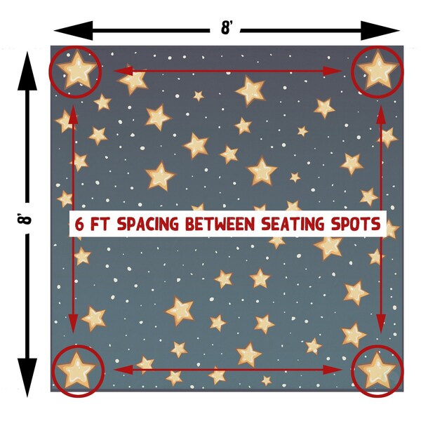 Deerlux 6 ft. Social Distancing Colorful Kids Classroom Seating Area Rug, Starry Sky Design, 8 x 8 ft Large - QI003864.L