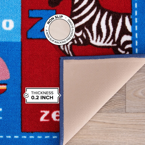 World Rug Gallery Kids Educational Learning Alphabet Symbols Non-Slip Area Rug  5' x 7' Multi - 2027MULTI5X7