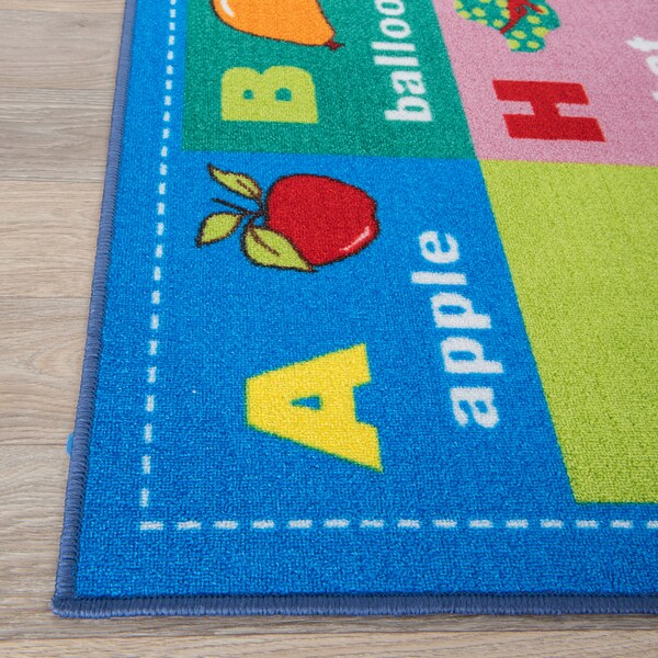 World Rug Gallery Kids Educational Learning Alphabet Symbols Non-Slip Area Rug  5' x 7' Multi - 2027MULTI5X7