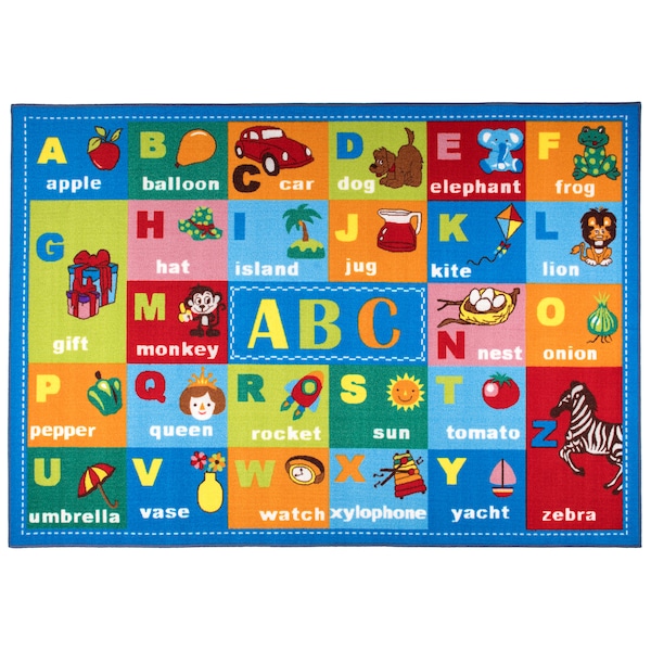 World Rug Gallery Kids Educational Learning Alphabet Symbols Non-Slip Area Rug  5' x 7' Multi - 2027MULTI5X7