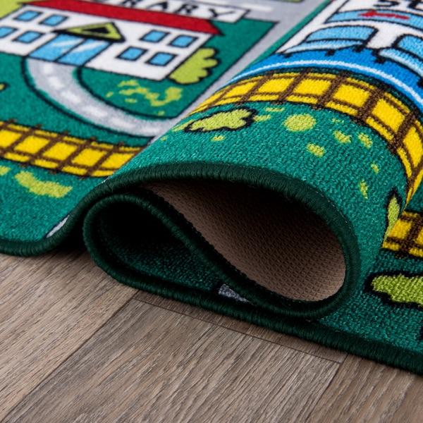 World Rug Gallery Kids Educational Learning City Life Road Area Rug 3'3'' x 4'7'' Green - 2030GREEN3X5