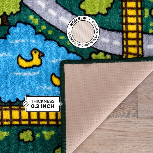 World Rug Gallery Kids Educational Learning City Life Road Area Rug 3'3'' x 4'7'' Green - 2030GREEN3X5