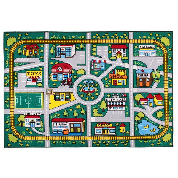 World Rug Gallery Kids Educational Learning City Life Road Area Rug 3'3'' x 4'7'' Green - 2030GREEN3X5