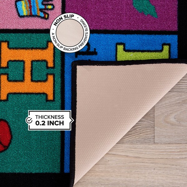 World Rug Gallery Kids Educational Learning Alphabet Non Skid Area Rug 5' x 7' Multi - 2026MULTI5X7