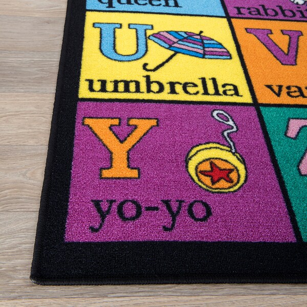World Rug Gallery Kids Educational Learning Alphabet Non Skid Area Rug 5' x 7' Multi - 2026MULTI5X7