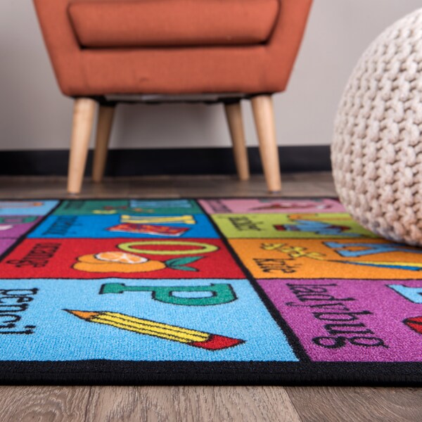 World Rug Gallery Kids Educational Learning Alphabet Non Skid Area Rug 5' x 7' Multi - 2026MULTI5X7
