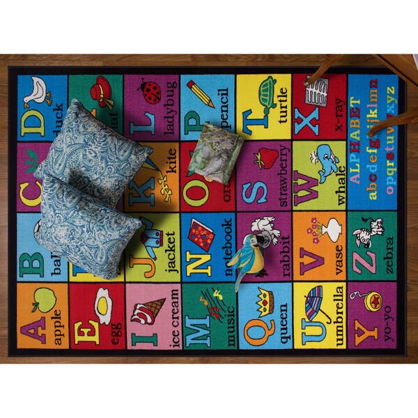 World Rug Gallery Kids Educational Learning Alphabet Non Skid Area Rug 5' x 7' Multi - 2026MULTI5X7