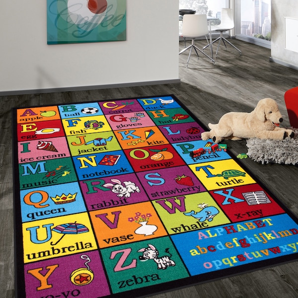 World Rug Gallery Kids Educational Learning Alphabet Non Skid Area Rug 5' x 7' Multi - 2026MULTI5X7