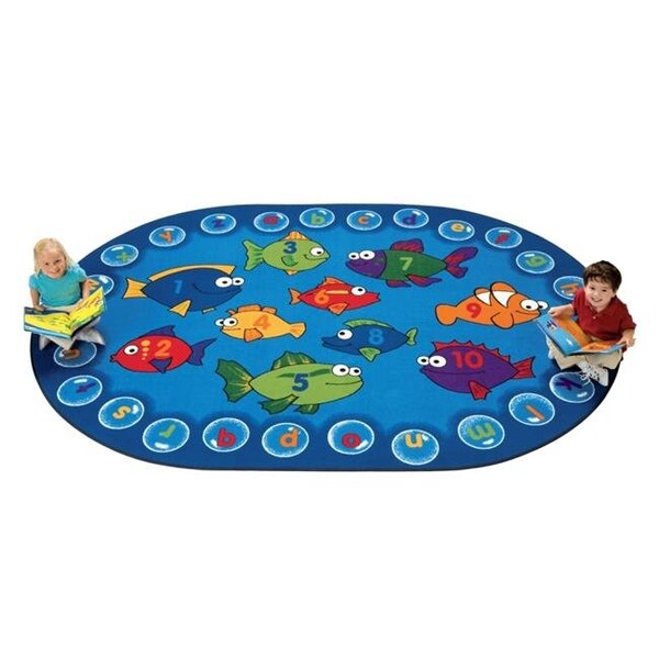 Carpets For Kids Carpets For Kids 6806 Fishing for Literacy 6.75 ft. x 9.42 ft. Oval Carpet - 6806