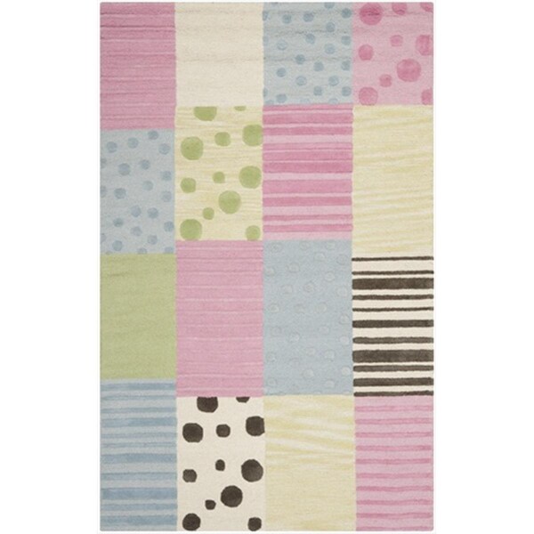 Safavieh 5 x 8 ft. Medium Rectangle Novelty Kids Blue and Pink Hand Tufted Rug - SFK322A-5