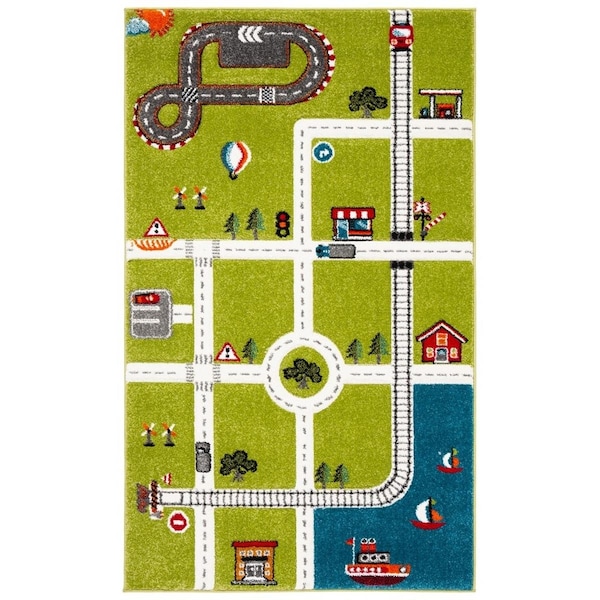 Safavieh 3 x 3 ft. Carousel Kids & Youth Square Rug, Green & Ivory - CRK192Y-3SQ