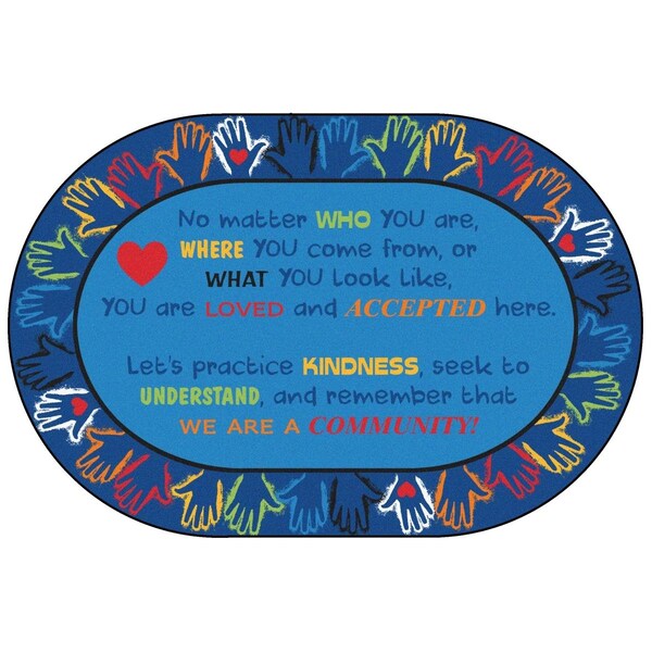 Carpets For Kids 6 x 9 ft. Hands Together Community Rug, Oval - CA61929
