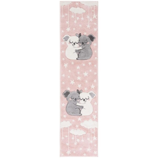Safavieh 2 x 8 ft. Carousel Kids 100 Power Loomed Runner Area Rug Pink & White - CRK195U-28