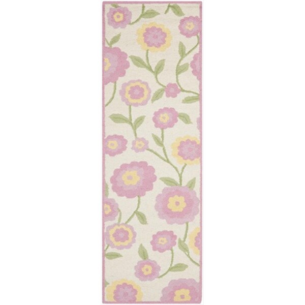 Safavieh 2 ft. 3 in. x 7 ft. Runner Novelty Kids Ivory and Pink Hand Tufted Rug - SFK355A-27