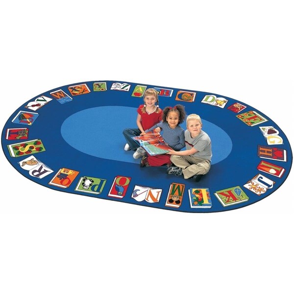 Wall-To-Wall Reading by the Book 6.75 ft. x 9.42 ft. Oval Carpet - WA54056