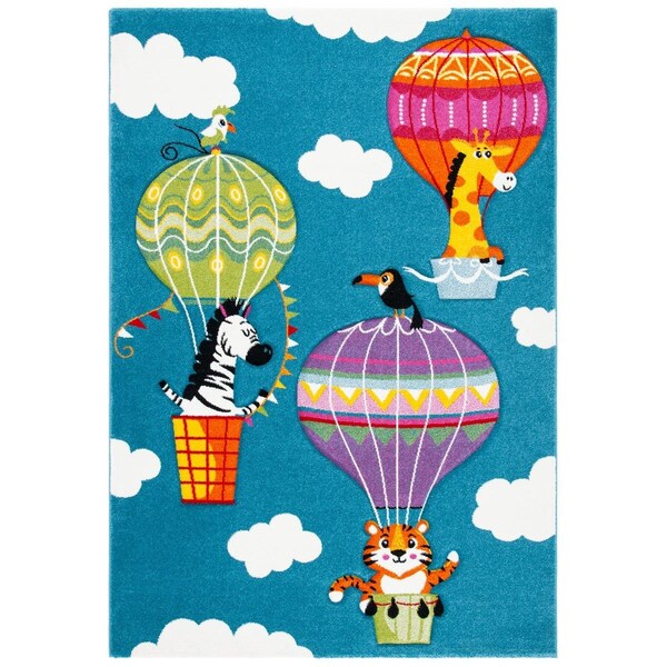 Flowers First 2 x 3 ft. Carousel Kids & Youth Rectangle Rug, Blue & Green - FL2149354