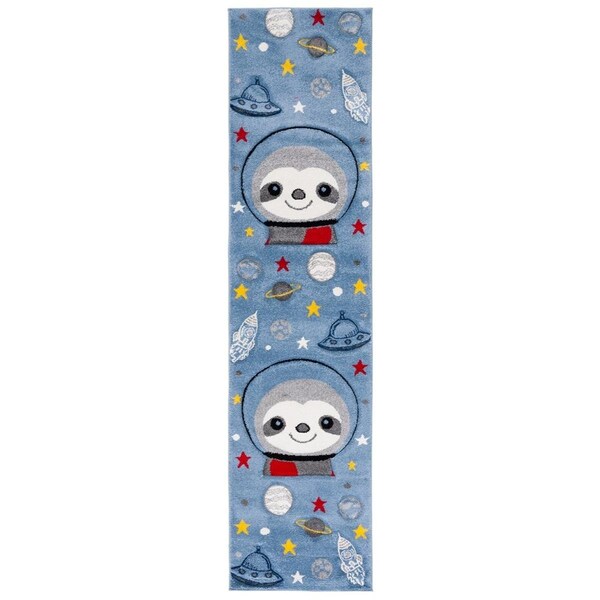 Safavieh 2 x 8 ft. Carousel Kids 100 Power Loomed Runner Area Rug Blue & Grey - CRK140M-28