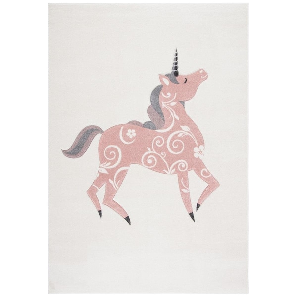 Safavieh 6 ft.-7 in. x 6 ft.-7 in. Carousel Kids & Youth Square Rug, Ivory & Pink - CRK163A-7SQ