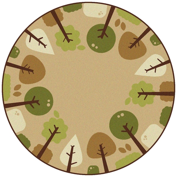 Carpets For Kids 6 ft. Kidsoft Tranquil TreesTan Round - 29750