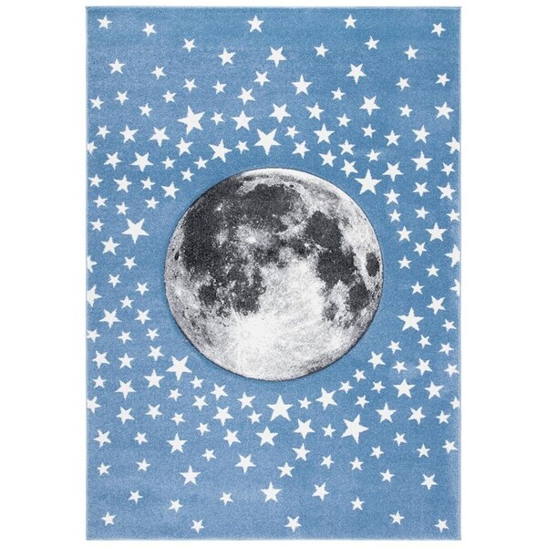 Flowers First 2 x 8 ft. Carousel Kids Contemporary Runner Rug Light Blue & Grey - FL2149419