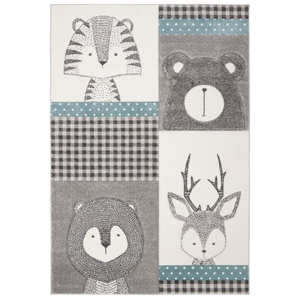 Safavieh 3 x 3 ft. Square Carousel Kids & Youth Rug, Grey & Ivory - CRK188B-3SQ