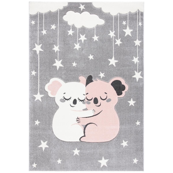 Safavieh 4 x 6 ft. Carousel Kids & Youth Rectangle Power Loomed Rug, Grey & Ivory - CRK195F-4