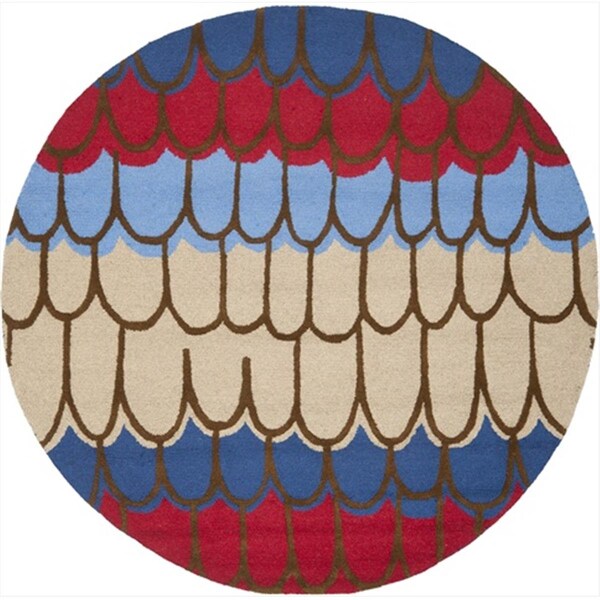 Safavieh 6 x 6 ft. Round Novelty Kids Blue and Multicolor Hand Tufted Rug - SFK353A-6R