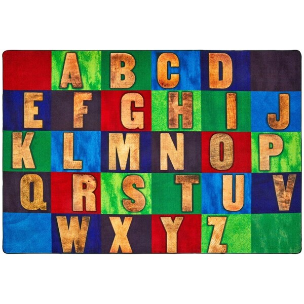 Wall-To-Wall 8 x 12 ft. Rustic Wood Literacy Rectangle Carpet, Primary Color - WA3753292