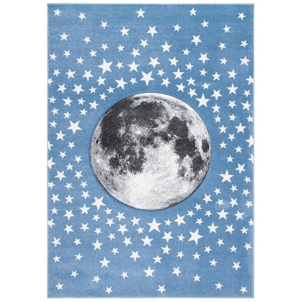 Safavieh 8 x 10 ft. Contemporary Carousel Kids 100 Rectangle Rug, Light Blue & Grey - CRK135L-8