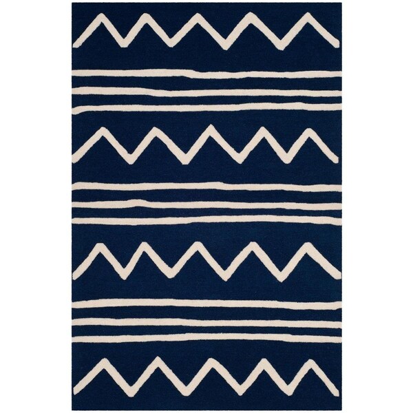 Safavieh Kids Hand Tufted Rectangle Rug, Navy and Ivory - 4 x 6 ft. - SFK907N-4