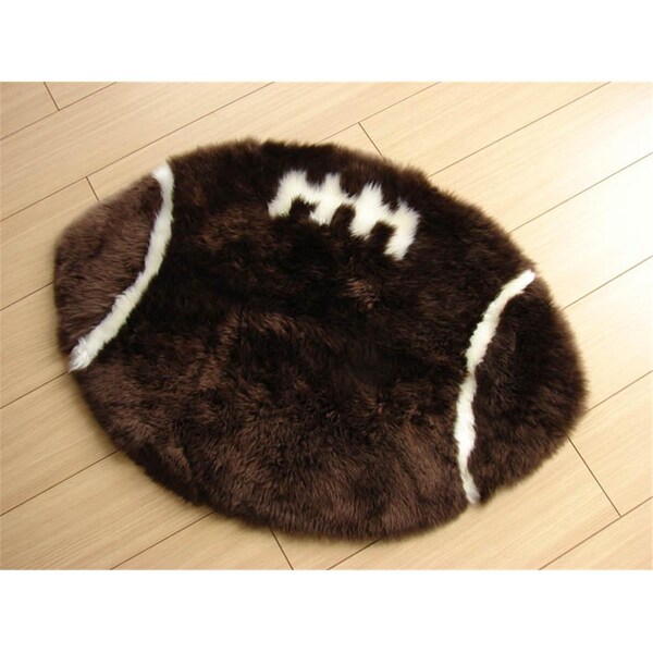 G.L. Bowron Fun Rugs Football Hand Crafted Brown Round 2.5x2.5 Sheepskin - 7054-379-000