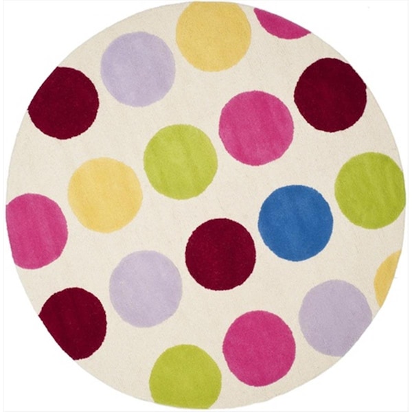 Safavieh 6 x 6 ft. Round Novelty Kids Ivory and Multicolor Hand Tufted Rug - SFK386A-6R