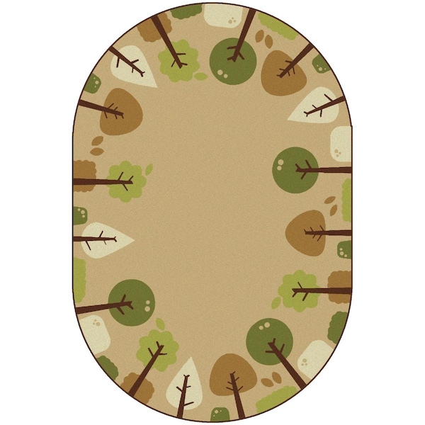 Carpets For Kids 8 x 12 ft. Kidsoft Tranquil Trees RugTan Oval - 29768
