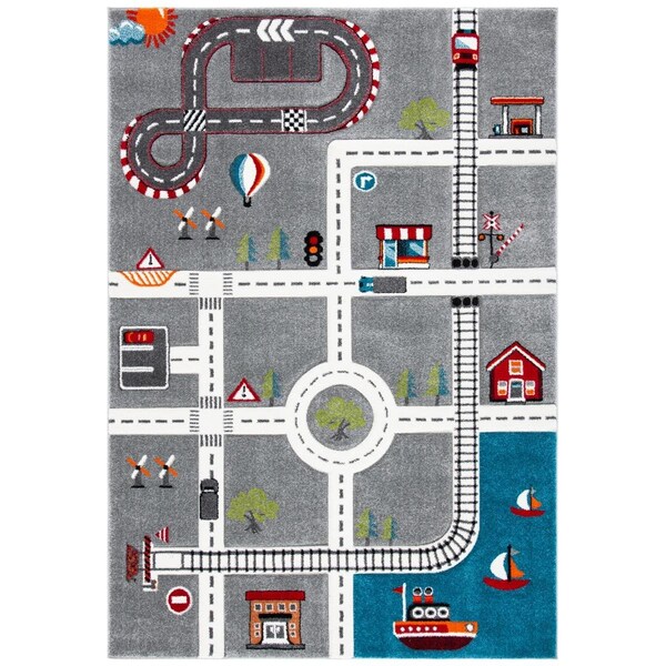 Safavieh 5 ft.-3 in. x 7 ft.-6 in. Carousel Kids & Youth Rectangle Rug, Grey & Ivory - CRK192F-5