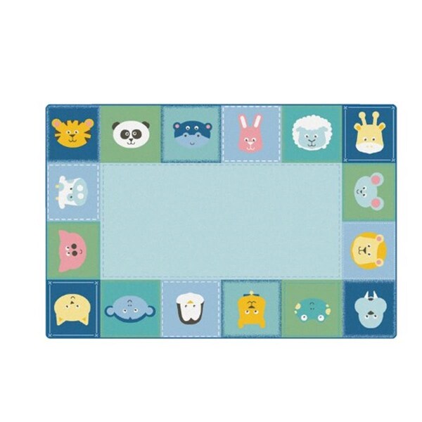 Carpets For Kids 4 x 6 ft. Kidsoft Baby Animals Border Rug PrimaryRectangle - 2554