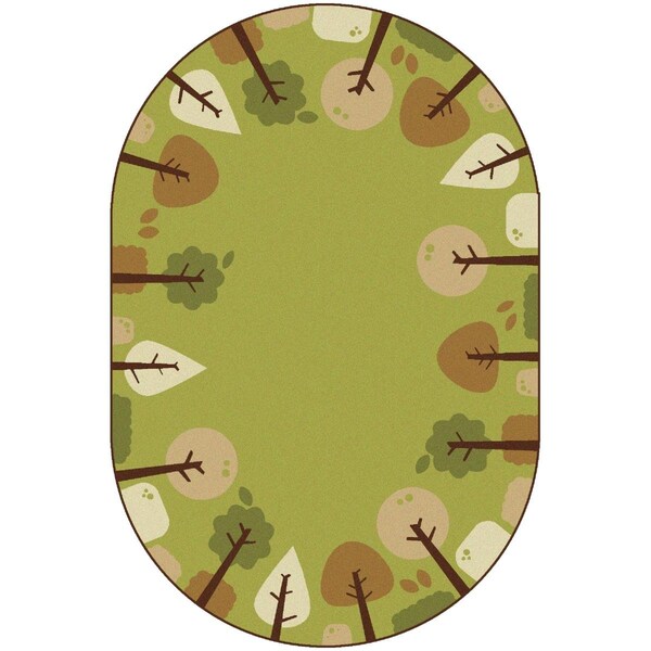 Wall-To-Wall 6 x 9 ft. Kidsoft Tranquil Trees, Green - Oval - WA2547372