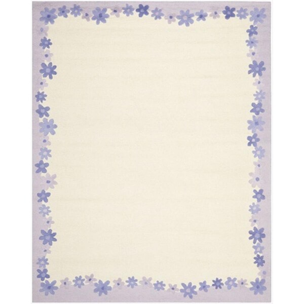 Safavieh 8 x 10 ft. Large Rectangle Novelty Kids Ivory and Lavender Hand Tufted Rug - SFK357A-8