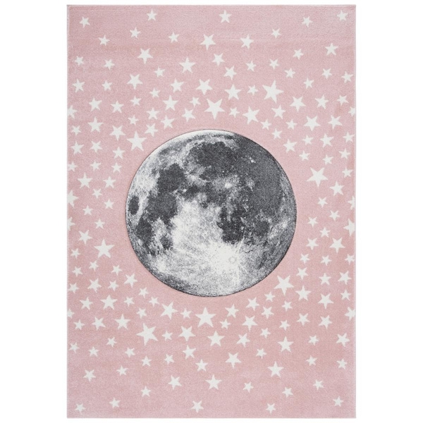 Flowers First 3 ft.-3 in. x 5 ft.-3 in. Carousel Kids & Youth Rectangle Rug, Pink & Grey - FL1881684