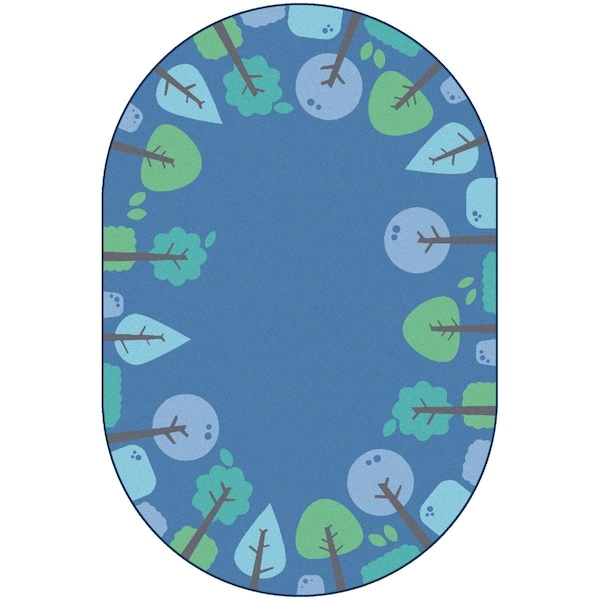 Wall-To-Wall 4 x 6 ft. Kidsoft Tranquil Trees Rug, Blue - Oval - WA2547366