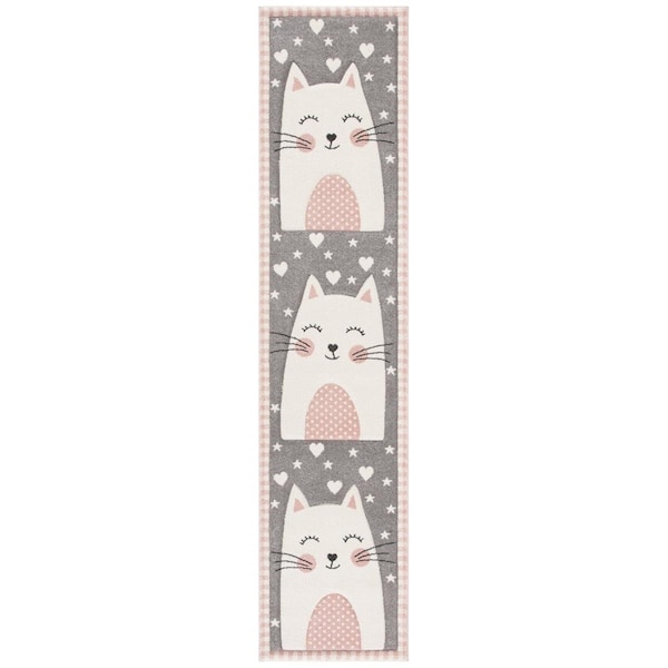 Safavieh 2 x 8 ft. Carousel Kids 100 Power Loomed Runner Area Rug Pink & Grey - CRK134P-28