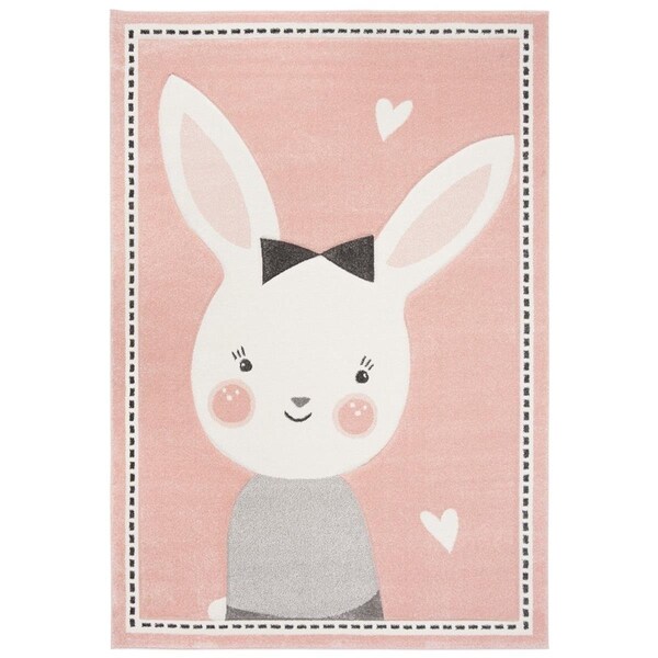 Safavieh 3 x 3 ft. Square Carousel Kids & Youth Rug, Pink & Ivory - CRK166P-3SQ