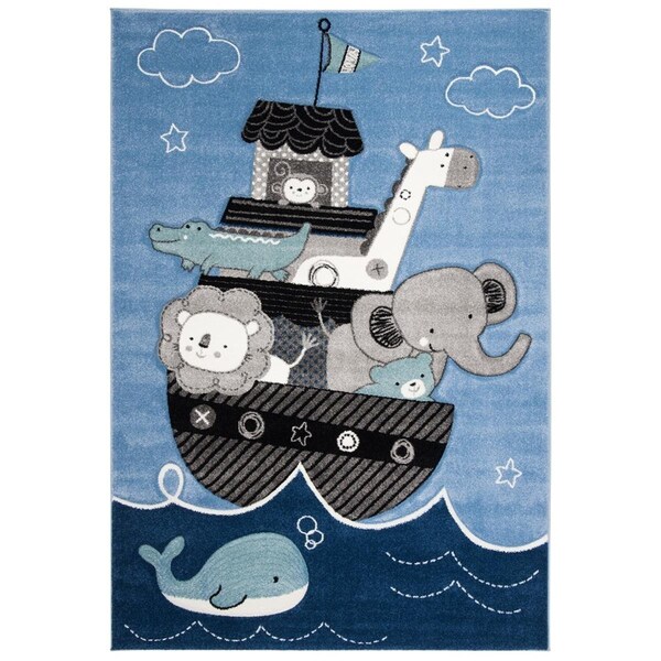 Safavieh 3 x 3 ft. Carousel Kids & Youth Square Rug, Blue & Grey - CRK121B-3SQ