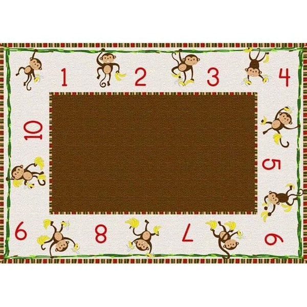 Flagship Carpets Flagship Carpets PE424-32 Rectangle Cushy 10 Counting Monkeys Carpet; 6 ft. x 8 ft. 4 in. - PE424-32