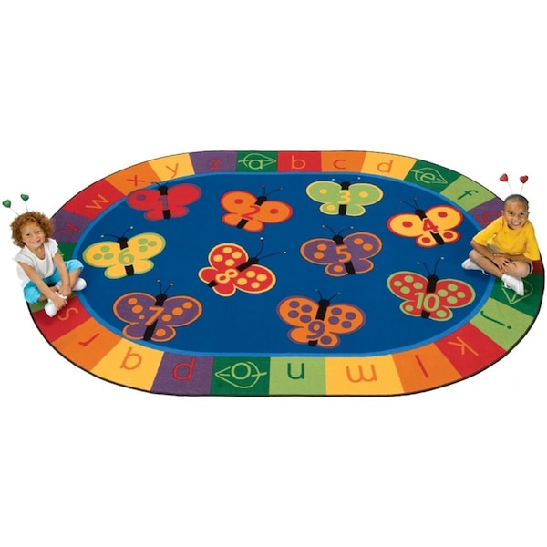 Carpets For Kids 123 ABC Butterfly Fun 6.75 ft. x 9.42 ft. Oval Rug - 3506
